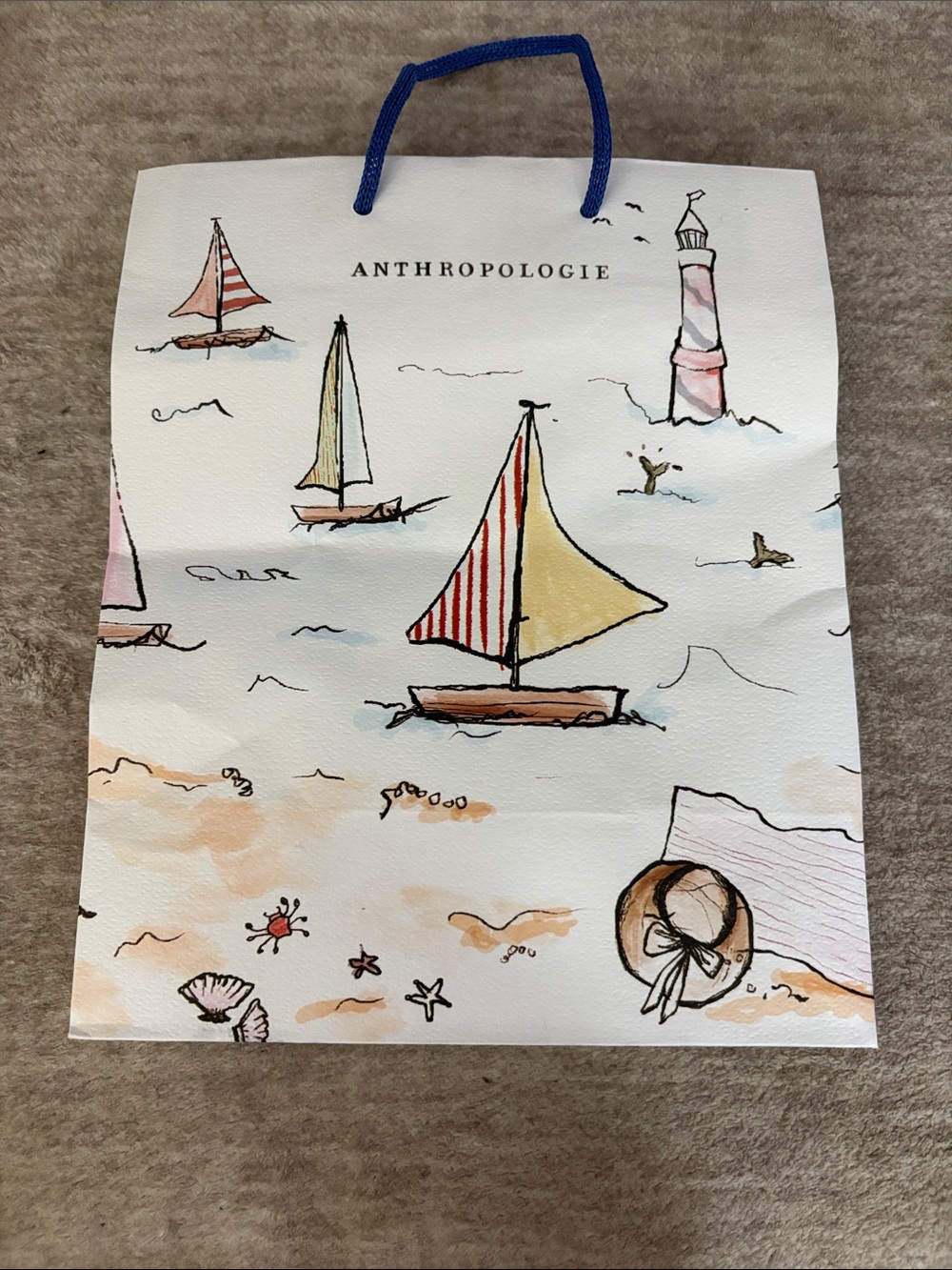 Anthropologie Nautical Sailboat design by Oana Befort. Paper shopping bag.